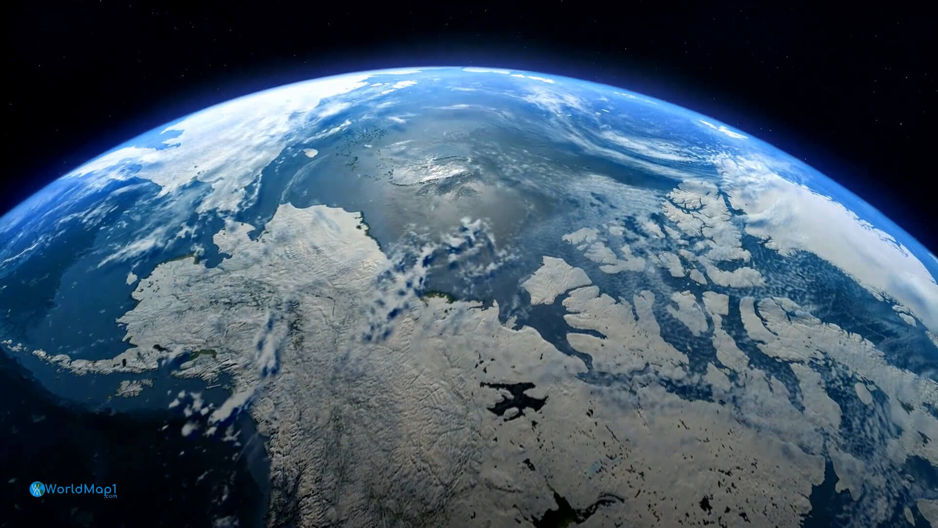 Alaska Russia North Pole View from Space